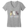 happy meowr Women's V-Neck T-Shirt