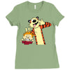 Calvin and hobbes Ladies Fitted T-Shirt