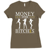 money over bitches graphic Ladies Fitted T-Shirt