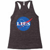 lies nasa logo Racerback Tank