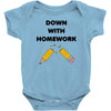 down with homework Baby Bodysuit