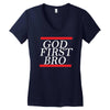 new  god first bro  t shirt religious humor lord tee Women's V-Neck T-Shirt