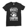 whiskey and camping! Ladies Fitted T-Shirt
