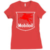 mobil oil vintage logo Ladies Fitted T-Shirt