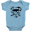 shark chart light blue t shirt Baby Onesie