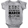 Born In March Baby Onesie
