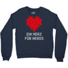 nerd shirt design  herz f&uuml;r nerds computer gaming fun big bang minecr Crewneck Sweatshirt