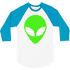uomo alieno ufo stampa verde fluo divertente mitiche 3/4 Sleeve Shirt