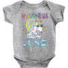 unicorns are born in june cute unicorn Baby Bodysuit