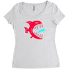 monster fish eats diver Women's Triblend Scoop T-shirt
