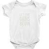 let the gains begin Baby Onesie