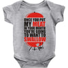 once you put my meat in your mouth t shirt tee funny grilling cook che Baby Onesie