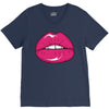 lips shiny V-Neck Tee