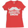mustaching through snow Ladies Fitted T-Shirt