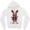i love you bunny hare rabbit cupid couple kiss fun Zipper Hoodie