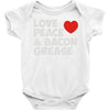 love peace and bacon grease Baby Onesie