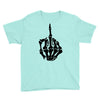 middle finger skeleton bone skull grafitti art Youth Tee