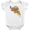 women's sugar skull purple Baby Onesie