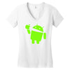 android eats apple Women's V-Neck T-Shirt