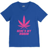 Support Breast Cancer Awareness With A Pink Cannabis Leaf V-Neck Tee
