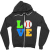 love baseball neon rhinestuds Zipper Hoodie