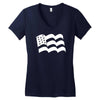 american flag sticker vinyl decal   usa stars united states country ca Women's V-Neck T-Shirt
