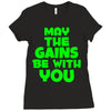 gym gains fitness slogan Ladies Fitted T-Shirt