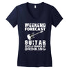 weekend forcast guitar with a chance of drinking Women's V-Neck T-Shirt