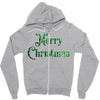 merry christmas green glitter Zipper Hoodie