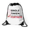 Too Busy Playing Fortnite Drawstring Bags