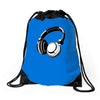 headphones black humor Drawstring Bags