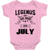 Legends Are Born In July Baby Onesie
