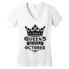 Queens Are Born In October Women's V-Neck T-Shirt
