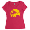 beach silhouette birds sand sunset Women's Triblend Scoop T-shirt