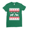 reindeer christmas ugly sweater Ladies Fitted T-Shirt