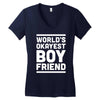 world's okayest boyfriend couple love funny Women's V-Neck T-Shirt