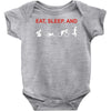 eat, sleep &amp; train triathlon sports, gym, athletic Baby Onesie