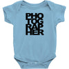 photographer camera photography modern text photos scrapbook geek t sh Baby Onesie