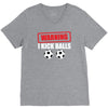 warning i kick balls V-Neck Tee