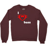 i love heart bass guitar music Crewneck Sweatshirt