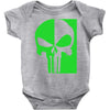 mad engine marvel brand punisher scar glow in the dark Baby Onesie