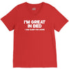 i'm great in bed i can sleep for hours funny V-Neck Tee