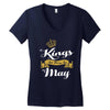 kings are born in may Women's V-Neck T-Shirt