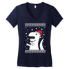 big trex santa ugly christmas Women's V-Neck T-Shirt