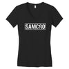 samcro funny retro biker gang sons fancy dress anarchy vintage Women's V-Neck T-Shirt