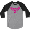 breast cancer ribbon with wing 3/4 Sleeve Shirt