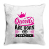 Queens Are Born in December Throw Pillow