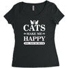 cats make me happy Women's Triblend Scoop T-shirt
