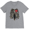 ribcage and heart V-Neck Tee