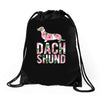 dachshund floral Drawstring Bags